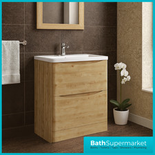 800mm Floorstanding Vanity Unit with Ceramic Basin in Davos Oak