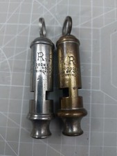 2 x Vintage WW2 ARP Whistle by J. Hudson & Co, Barr St Hockley Birmingham