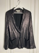 Whistles Sequin Jacket Womens Size UK 12 Black Party Smart Fluid Event Sparkly
