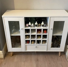 White Kitchen Cabinet Vintage Retro Storage Cupboard Mini Bar Wine Rack Pantry