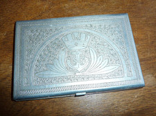 WW2 Sierra Leone Hand Made Aluminium Cigarette Case Pin-Up Girls Trench Art Navy