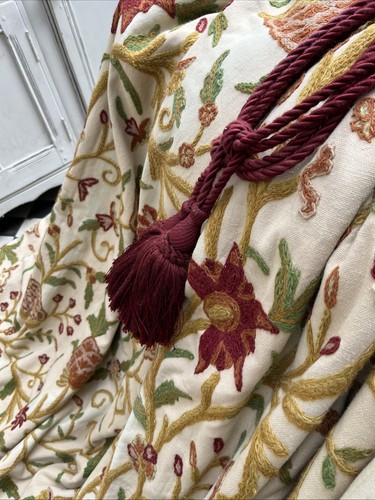 Vintage crewel curtains hand - vintage,