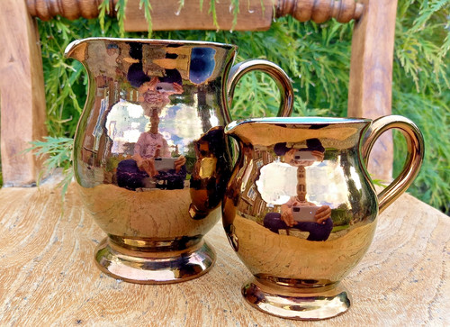 Antique copper lustre ware - lustre,