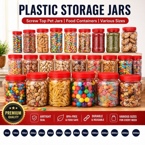Plastic storage jars - |, screw