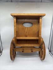 Solid Oak Shelf Amish Handmade Wagon Wheels Farmhouse 18x7x12.5” Shelves Buggy