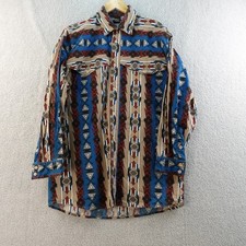 Western Signatures Mens M Aztec Print Button Up Shirt Southwest Cowboy Rodeo