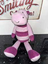 M&S Hippo Plush Soft Toy Comforter Hana Hippo Purple Stripes 14”