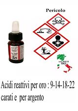 TEST ORO 18 KT Au. SAGGIO METALLI PREZIOSI , PIETRA PARAGONE, REAGENTE
