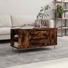 Coffee Table Smoked Oak 102x44.5x50 cm Engineered Wood vidaXL