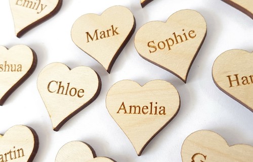 Wooden personalised hearts - wooden,