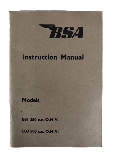 Bsa b31 b33 instruction - b33, manual