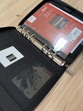 ORGANISER-FINOCAM-ZIPPED-BLACK FAUX LEATHER,FILOFAX PERSONAL SILVER RINGS &DIARY