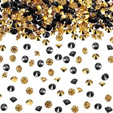 10000 Clear Wedding Table Scatter Confetti Crystals 4 mm, Gold and Black 