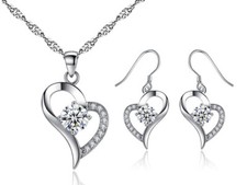 Heart Pendant Earrings Set