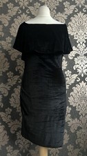 Vera&Lucy Black Velvet Off-the-shoulder Bodycon Dress SizeL BNWT 