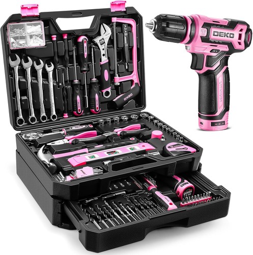 Pink tool kit box - box, drill