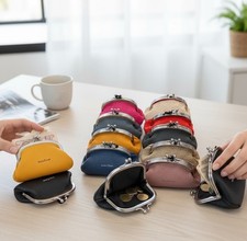 Boxed Gianni Conti Italian Leather Sm Double Section Clip Top Coin Purse 9518092