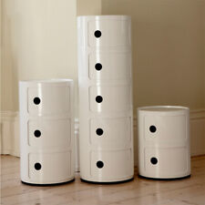 Plastic Storage Cabinet Floor Standing Round Cupboard Bedside Table Nightstand