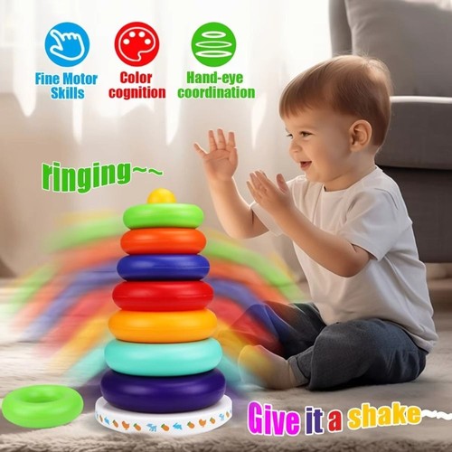 Rainbow stacking musical toy - stacking,