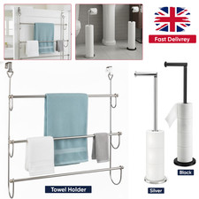 Chrome Toilet Paper Holder Bathroom Tissue Roll Storage Floor Stand Organizer