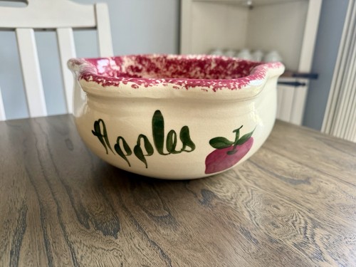 Vtg red spongeware apple - vtg,