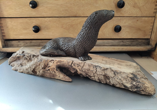 Cold cast bronze otter mounted - cast,