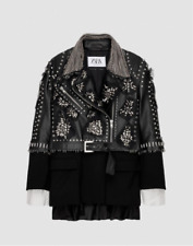 NWT ZARA ATELIER Studded Leather Women's Jacket Limited Edition Sz M - Black