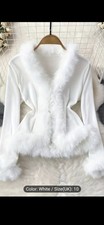 Women's Faux Fur Poncho Cape with Fleece Collar and Cuffs Winter Cardigan,