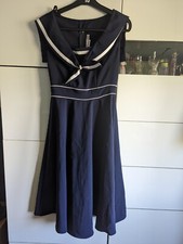 Stop Staring Navy Blue And White Swing Dress Vintage Retro Rockabilly Medium
