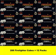 Fireglow 288 Firelighters in 12 Packs cube Hotspots Burners Fire Lighters BBQ