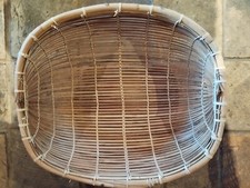 Vintage cane bamboo oval coracle basket