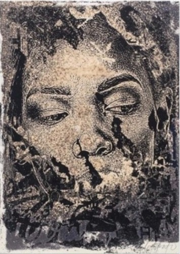 Custom framed vhils taciturn - custom, 'taciturn'