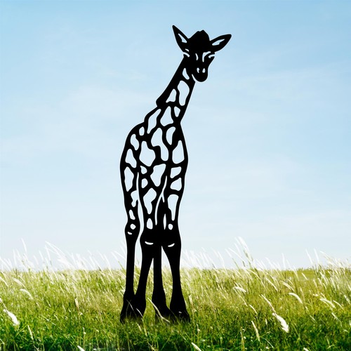 Black baby giraffe - black, silhouette