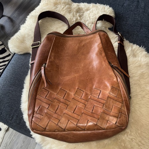 Brown woven leather zipper - brown,
