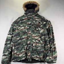 Superdry Professional Windcheater Camo Print Fur Hood Jacket XXL Outerwear