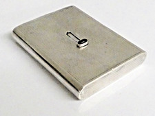 ASPREY ART DECO STERLING SILVER  SLIDE ONYX BUTTON OPENING CIGARETTE CASE C1926