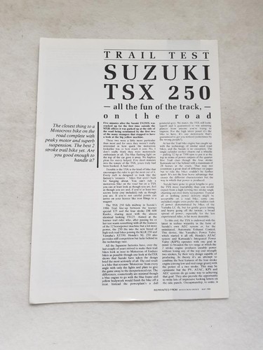 Suzuki tsx250 test motorcycle - suzuki,