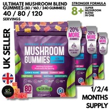 Mushroom Gummies 2500mg – Lions Mane Reishi Chaga Ashwagandha Focus Memory UK