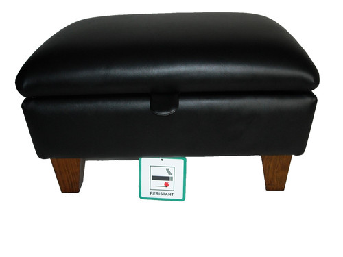 Black faux leather - faux, footstool