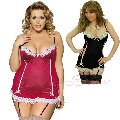 Satin babydoll suspenders - satin,