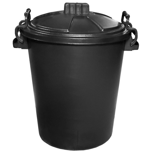 50l plastic black bin with - plastic, lid