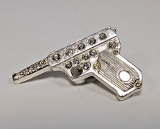 YSL Brooch Yves Saint Laurent Vintage Gun Silver Tone Crystal - RSPCA NW London
