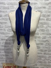 Necklace scarf scarflace open ended weighted navy with silver beads one size S89
