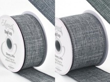 Grey Wired edge Burlap Hessian Ribbon 38mm or 63mm