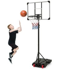 COSTWAY Portable Basketball Hoop Height Adjustable Basketball Goal System