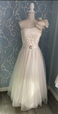 Justin Alexander wedding dress size 12, Tea-length,  Ivory silk/tulle 1 shoulder