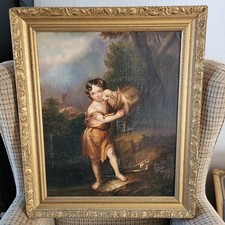 Antique Oil on Canvas St John