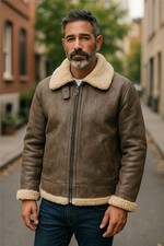 Mens Grey Shearling WW2