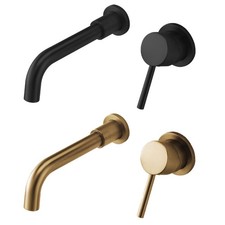 Bathroom Wall Mounted Swivel Spout Sink Faucet Concealed Basin Mixer Taps MO