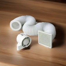 Inline Extractor Fan Kit 100mm 4" for Shower Bathroom c/w Loft Ducting & Grilles